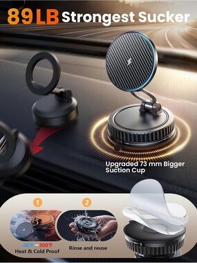 Wireless Magnetic Car Phone Mount - Black